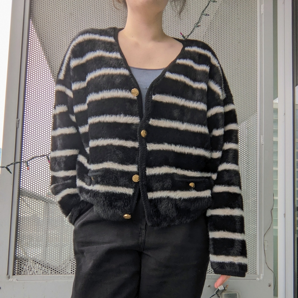 J.CREW Striped Black and White Women's Sweater